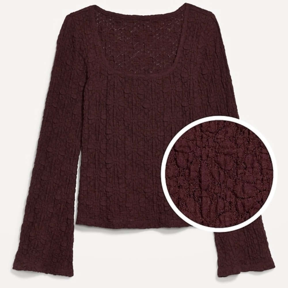 🍁Women's Burgundy Textured Top🍁 - Picture 4 of 6